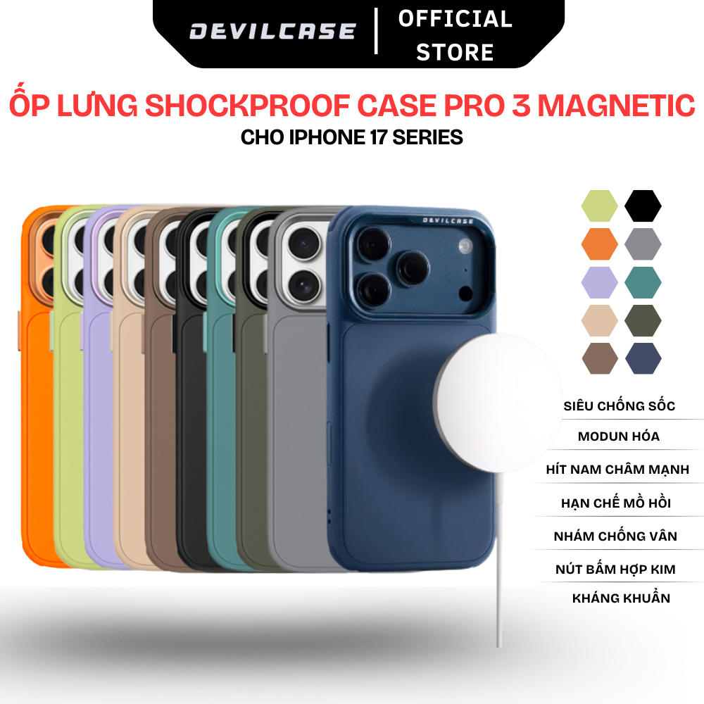 Ốp lưng chống sốc DEVILCASE Pro 3 Magnetic cho iPhone 17 Series Hạn chế bám vân tay