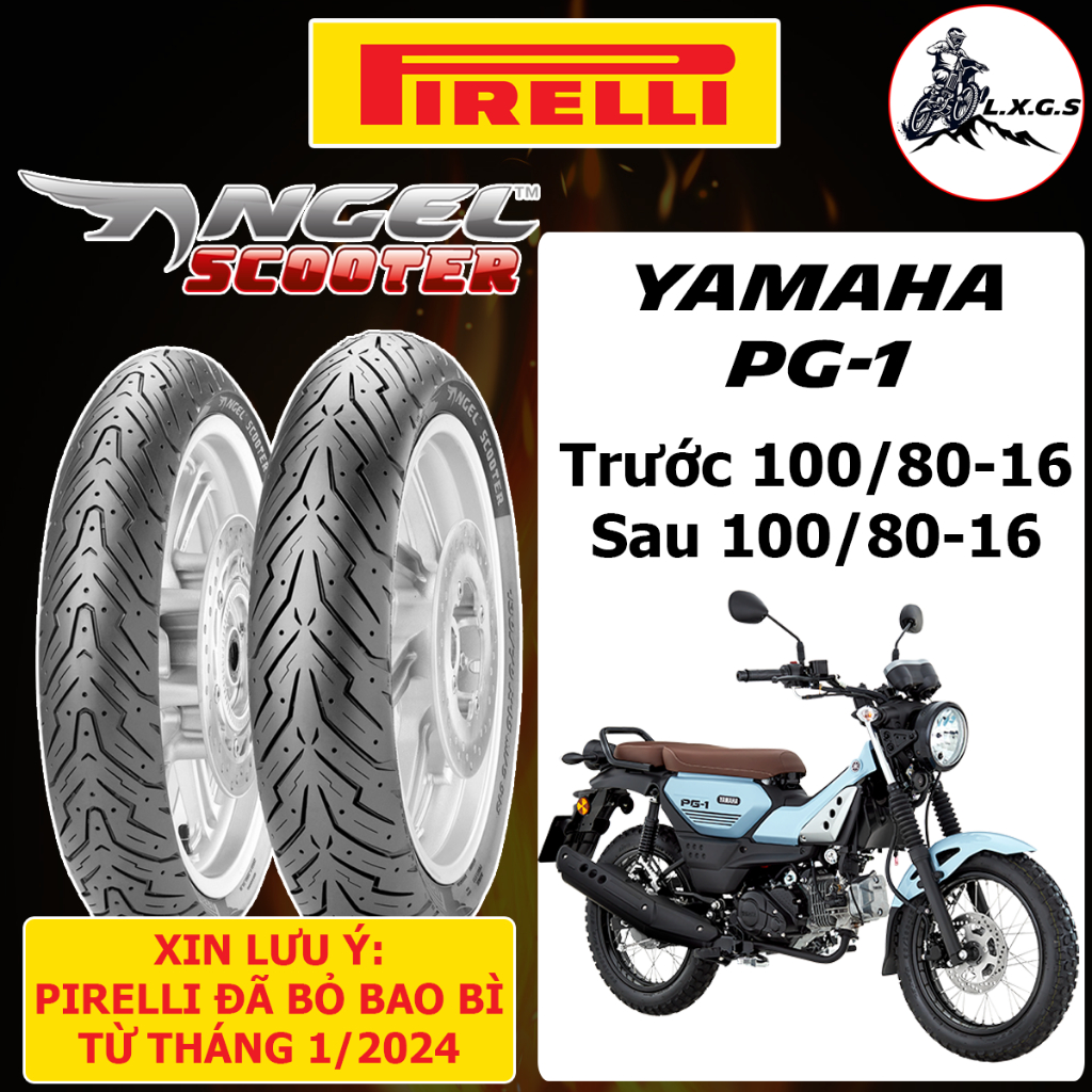 (Pirelli cho PG1) Cặp vỏ lốp xe Pirelli Angel Scooter cho PG1 size trước và sau 100/80-16