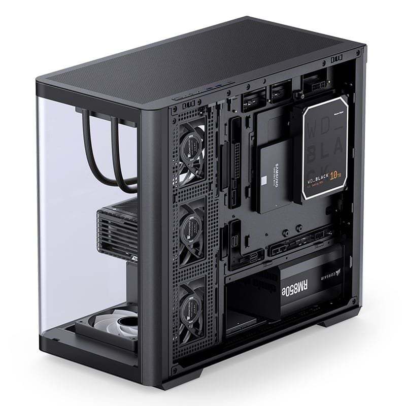 Thùng case máy Jonsbo D300 - Black | Micro ATX, kính cong ko fan