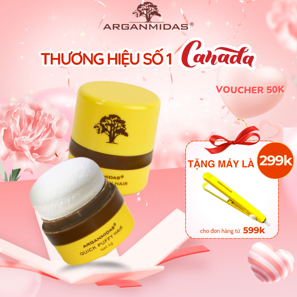 Phấn kiềm dầu tạo phồng chân tóc Arganmidas, phấn gội khô giúp tóc bồng bềnh - 4g