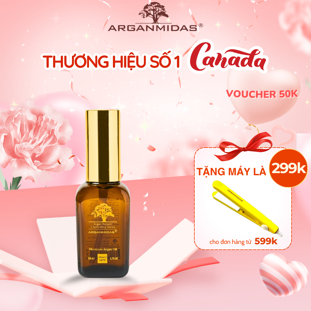 Tinh dầu dưỡng tóc phục hồi tóc hư tổn chuyên sâu Arganmidas Argan Oil hỗ trợ mọc tóc giảm chẻ ngọn Gãy Rụng 50ml