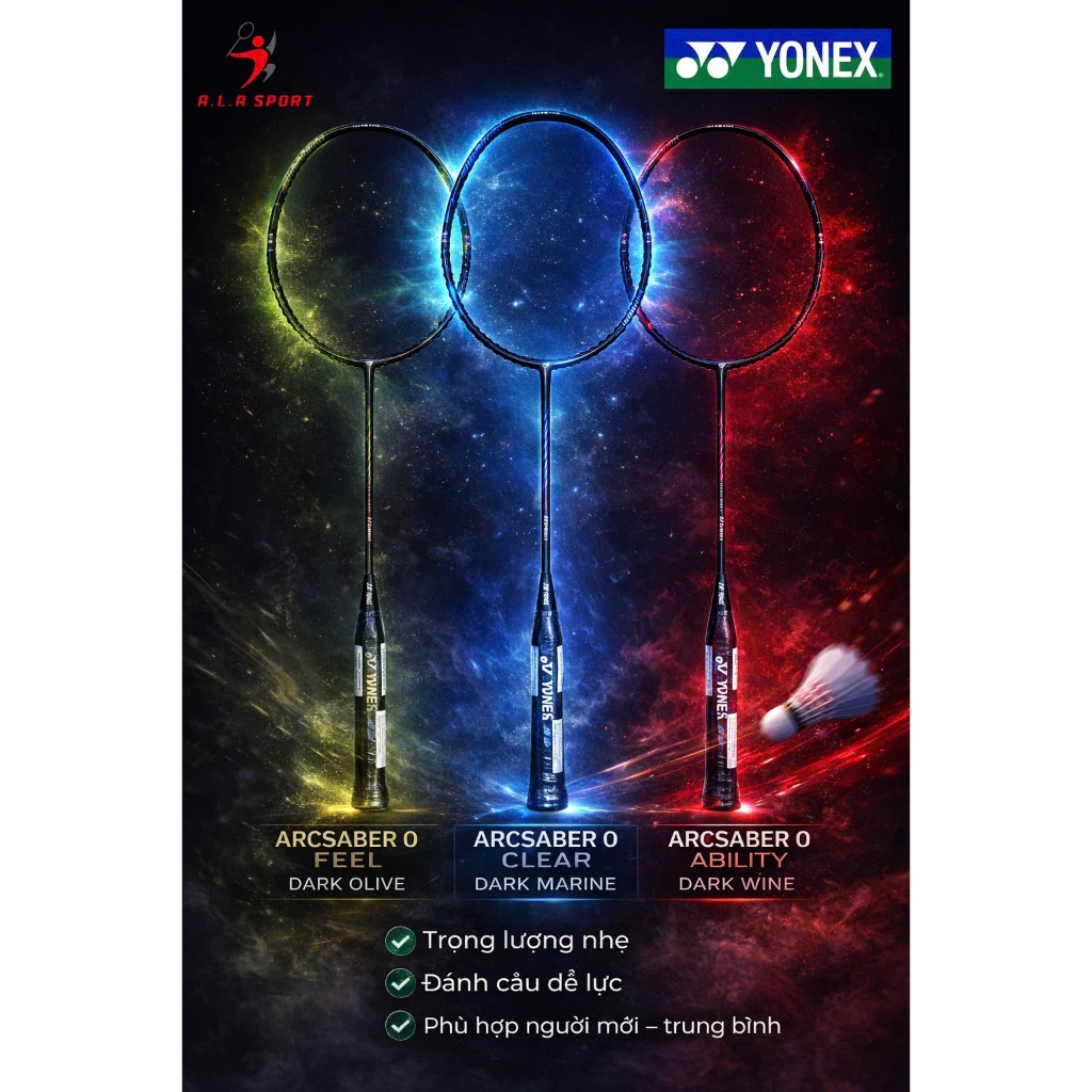 Vợt Yonex chính hãng, Vợt YONEX  ARCSABER 0 ABILITY - CLEAR - FEEL