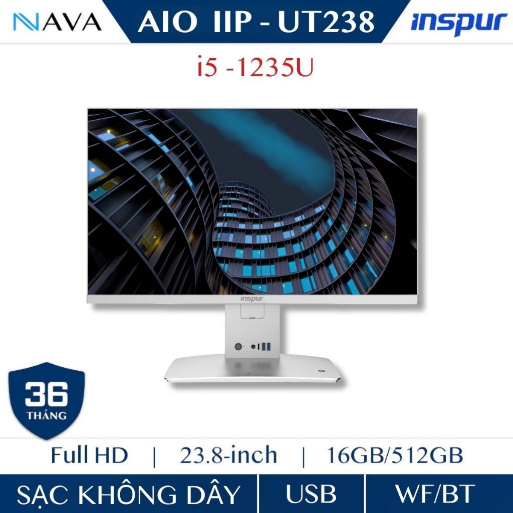 Máy tính All In One Inspur AIO IIP UT238 i5 - 1235U, cấu hình RAM 16 - SSD 500, gọn nhẹ, tiết kiệm