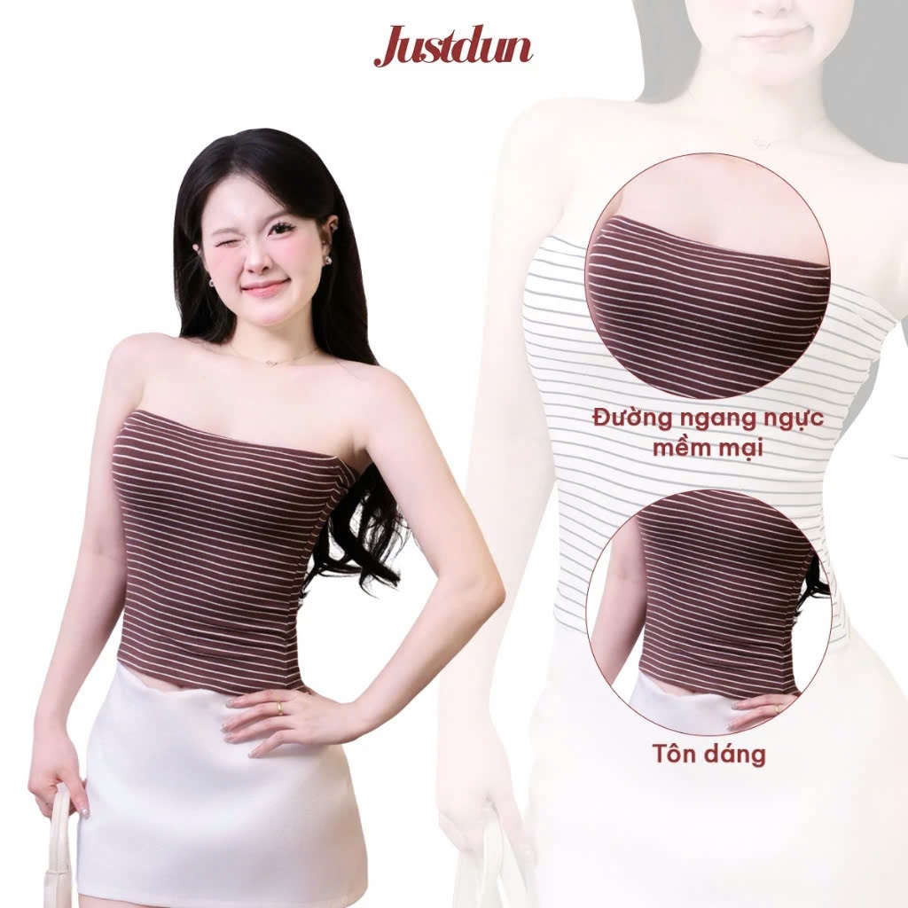 [Hàng Loại 1] Áo Ống Nữ JUSTDUN, Áo Ống Sọc Ngang Form Ôm Body - Chinh Trần Store