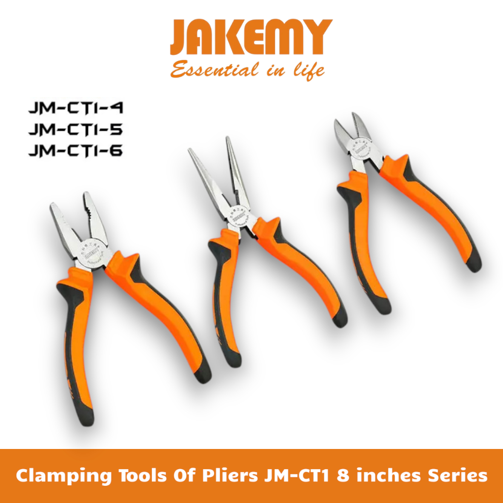 Kìm Bấm, Kìm Cắt Chéo Và Kìm Kẹp Các Loại Dây Điện, Dây Cáp Mạng JAKEMY JM-CT1-4, JM-CT1-5, JM-CT1-6
