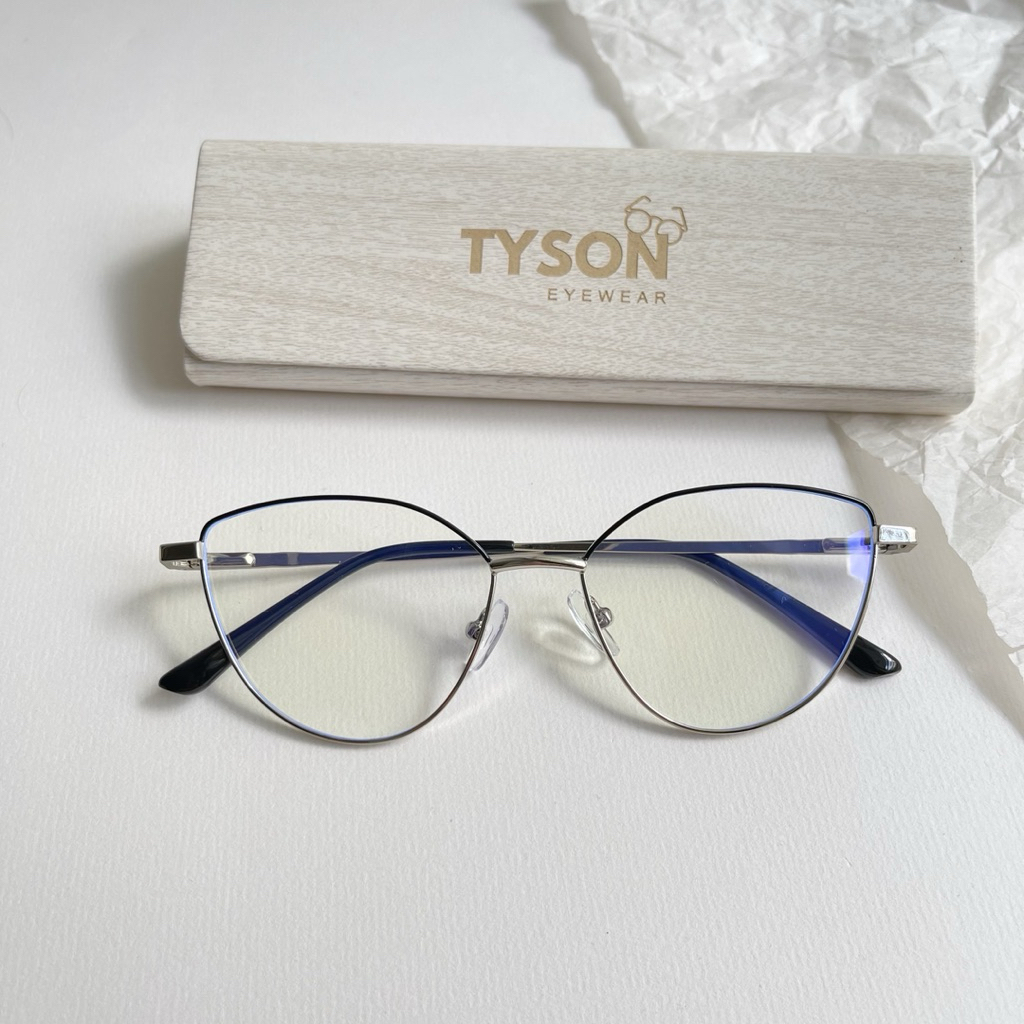 Gọng kính mắt mèo TYSON gọng kính kính mắt thời trang nam nữ lắp cận tặng hộp khăn 80022