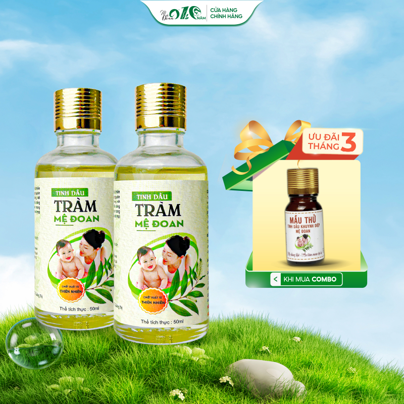 Combo 2 chai tinh dầu tràm nguyên chất Mệ Đoan giúp giữ ấm, phòng cảm lạnh 50ml