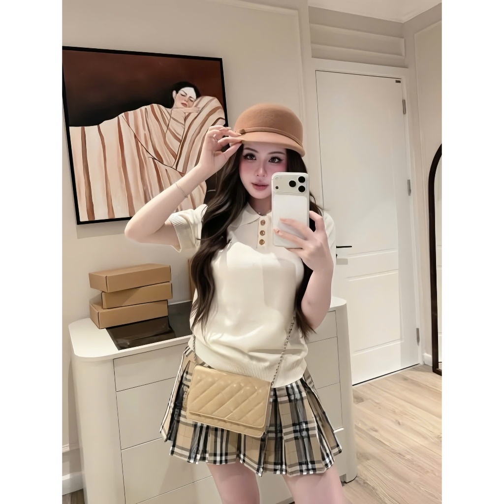 Áo Len Polo Nữ Cộc Tay Form Ôm Phong Cách Hàn Quốc – Áo Dệt Kim Nút Cổ Thời Trang Thanh Lịch Dễ Phối Đồ HH4 | BigBuy360 - bigbuy360.vn