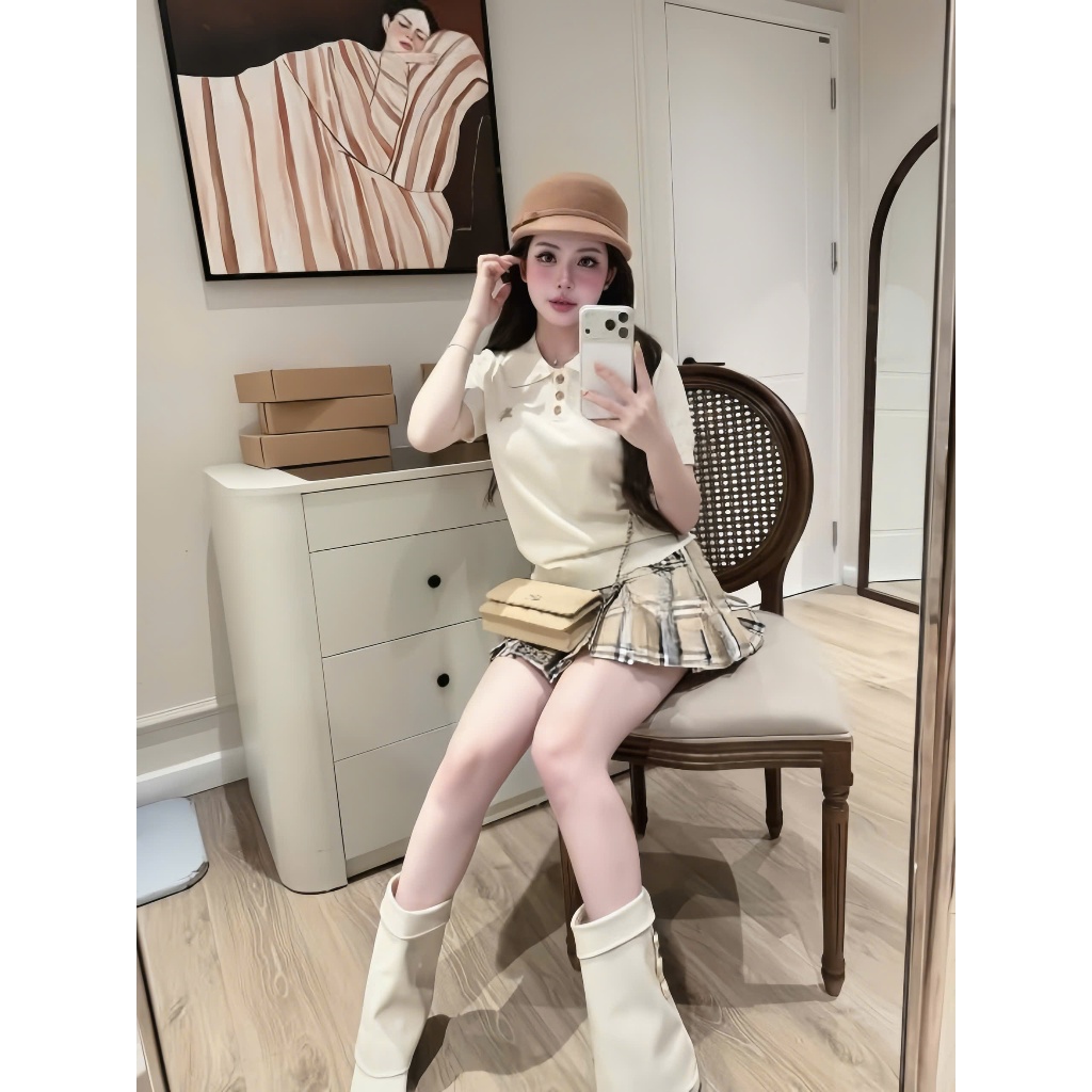 Áo Len Polo Nữ Cộc Tay Form Ôm Phong Cách Hàn Quốc – Áo Dệt Kim Nút Cổ Thời Trang Thanh Lịch Dễ Phối Đồ HH4 | BigBuy360 - bigbuy360.vn