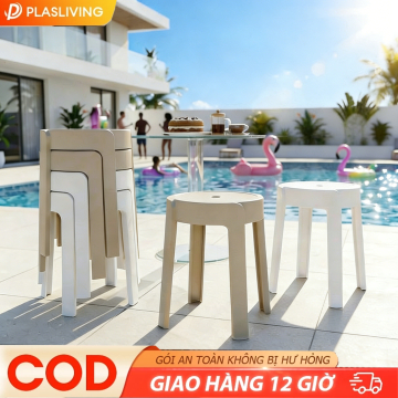 Ghế Nhựa Xếp Chồng, Ghế Đẩu Nhựa, PP Đúc Nguyên Khối, Mặt Tròn, Size To, Dày Dặn, Nhiều Màu, Bền Đẹp
