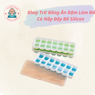 Khay Trữ Đông Ăn Dặm Làm Đá Có Nắp Đậy Đế Silicon Dễ Tháo Gỡ An Toàn Tiện Lợi