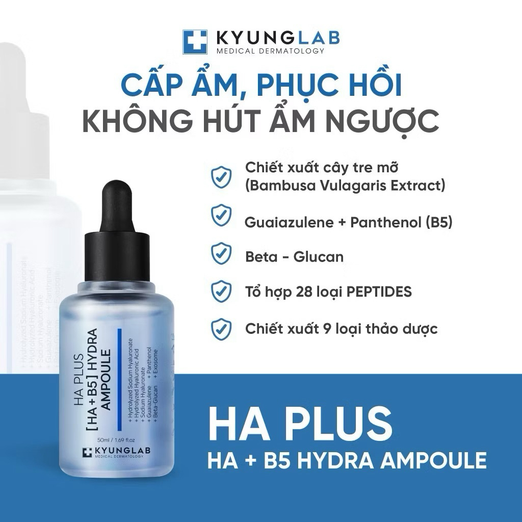 [DATE MỚI-CHÍNH HÃNG] KUYNGLAB HA PLUS AMPOULE - Serum dưỡng ẩm HA B5 KyungLab phục hồi làm dịu da, 