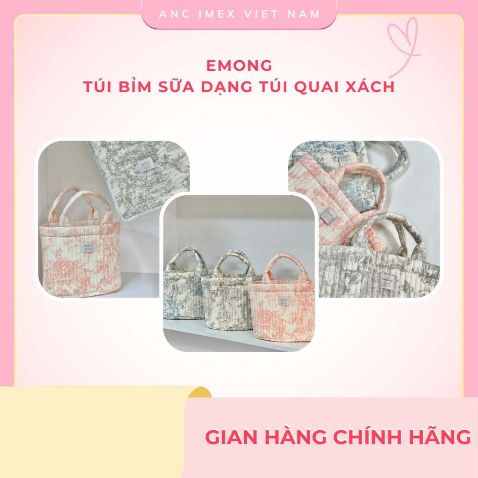 Túi bỉm sữa Toile Emong- Dạng túi quai xách 32x30cm