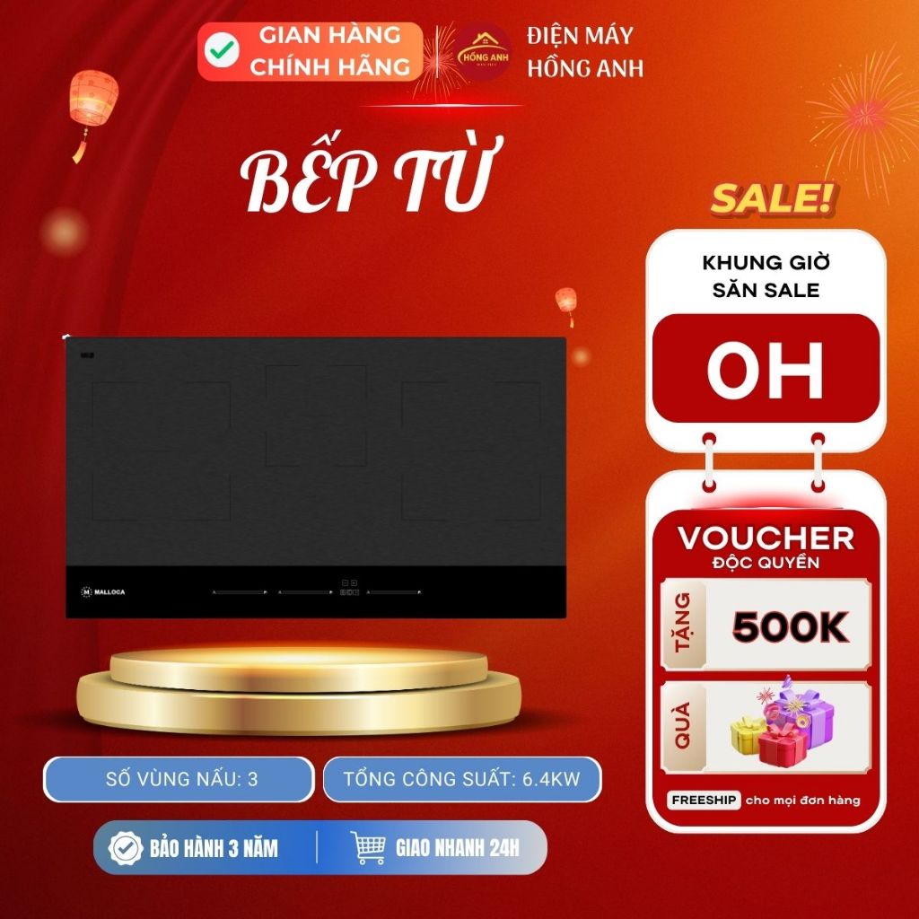 Bếp từ thông minh Malloca Skylux MH802 âm 2 vùng nấu kính EuroKera Double Black tổng công suất 3.5kW