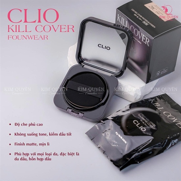 [ĐEN] CUSHION CLIO KILL COVER FOUNWEAR CHE PHỦ CAO,BỀN MÀU