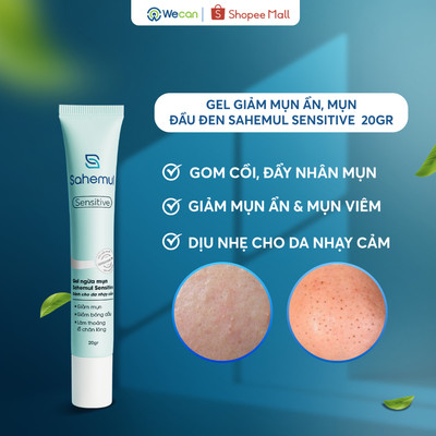 [Tặng Bông TT] Gel Giảm Mụn SAHEMUL Sensitive Hỗ Trợ Giảm Mụn Ẩn, Mụn Đầu Đen 20gr Dùng Được Cho Mọi Loại Da