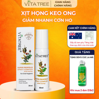 Xịt họng keo ong Vitatree Super Propolis Spray Complex with honey giảm ho đau ngứa rát họng hiệu quả