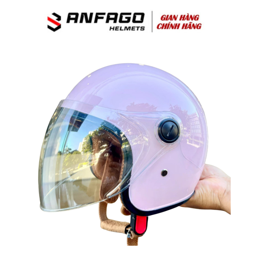 Nón Bảo Hiểm 3/4 Chính Hãng Phong Cách Thời Trang Kính chắn gió, che nắng, che mưa, chống lóa, nước - ANFAGO Fullsize