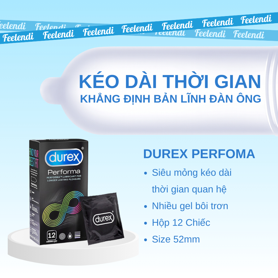 Combo 2 Hộp Durex Perfoma Siêu Mỏng Kéo Dài Thời Gian Chính Hãng