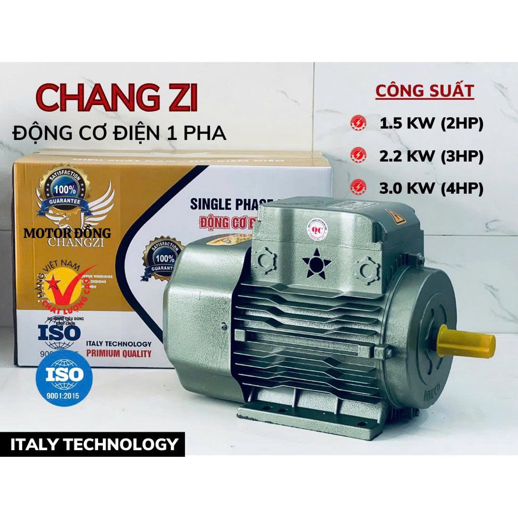 Động cơ điện Motor CHANGZI 3HP - 2.2Kw, Motor Đồng 100%, Tua Chậm 1490V/phút