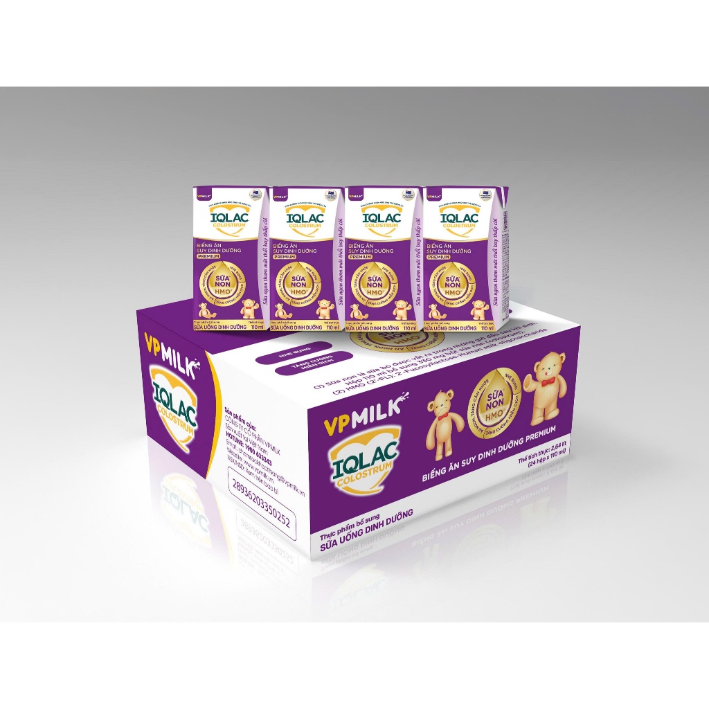 Thùng 24 Hộp Sữa Bột Pha Sẵn IQLac Colostrum Biếng Ăn Suy Dinh Dưỡng Premium 110ml
