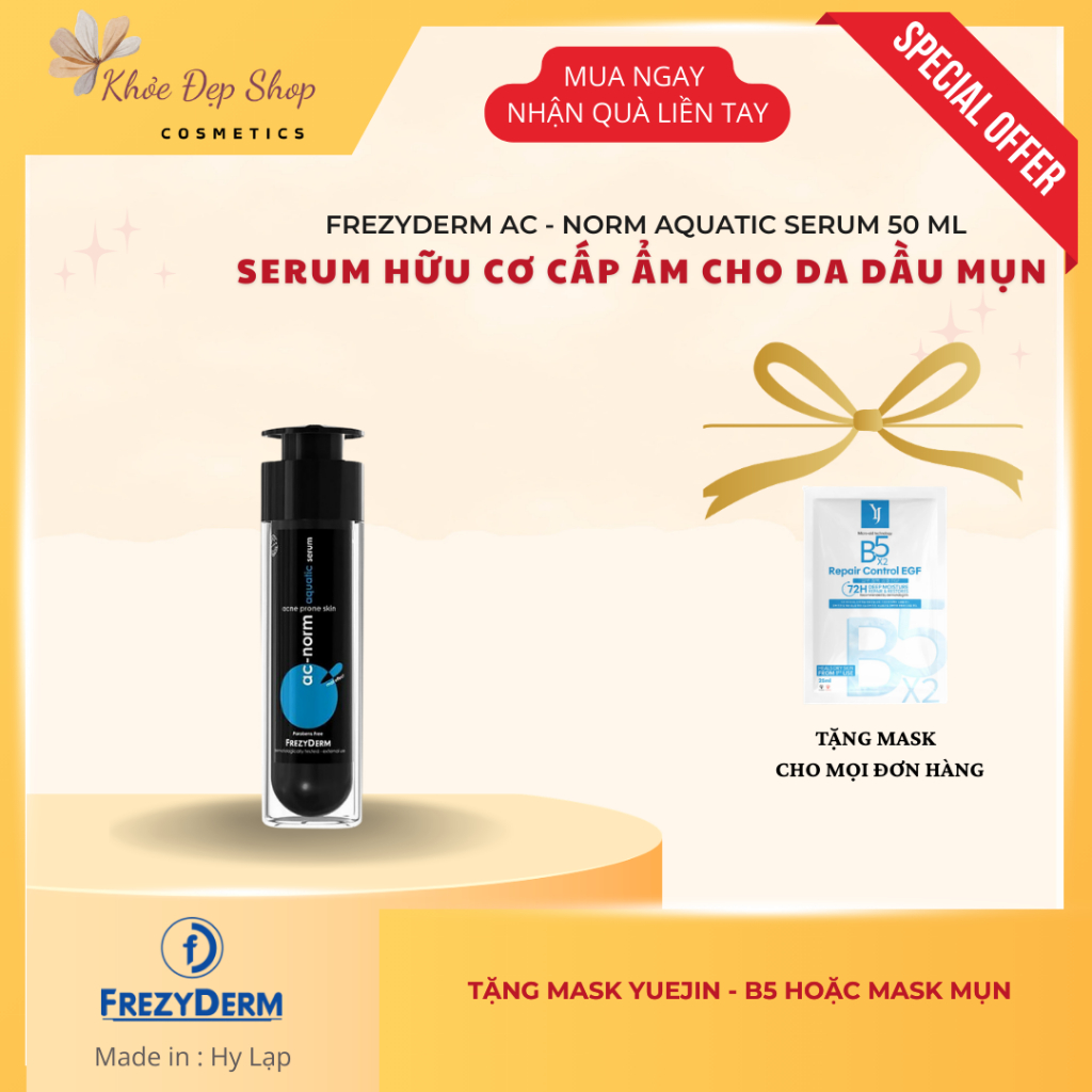 (Hàng Công Ty) FREZYDERM AC-NORM AQUATIC SERUM 50 ML - SERUM CẤP ẨM CHO DA DẦU MỤN