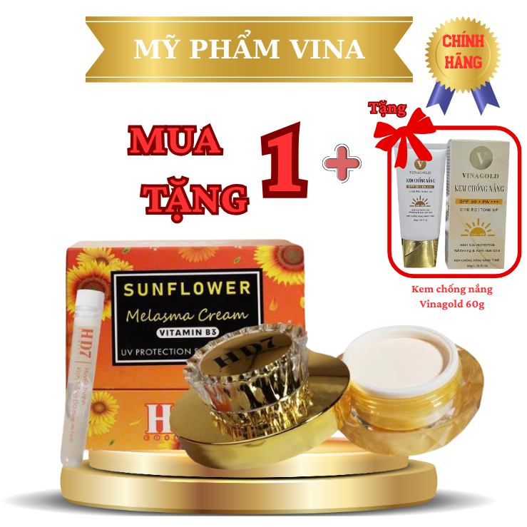 Kem hỗ trợ mờ nám dưỡng trắng da phục hồi da HD7 SUNFLOWER MELASMA VITAMIN B3 ( 35g) + Tặng kem chốn