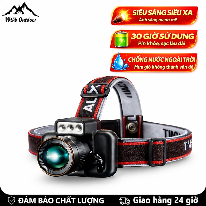 WTHB Outdoor đèn pin đội đầu,đèn pin siêu sáng,chiều xa 300m siêu sáng chống thấm nước tùy chỉnh xa 