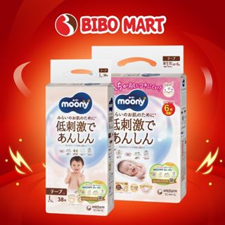 Tã Dán Bỉm Quần Moony Trắng Dịu Nhẹ Natural Cho Da Nhạy Cảm NB62 S58 M46 L38 XL32 - Bibo Mart