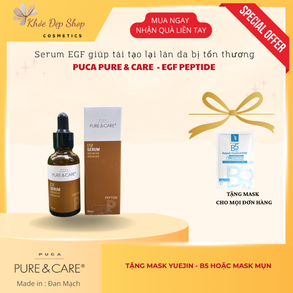 (Hàng Công Ty) Serum EGF tái tạo da tổn thương - PUCA PURE CARE EGF PEPTIDE 30ML