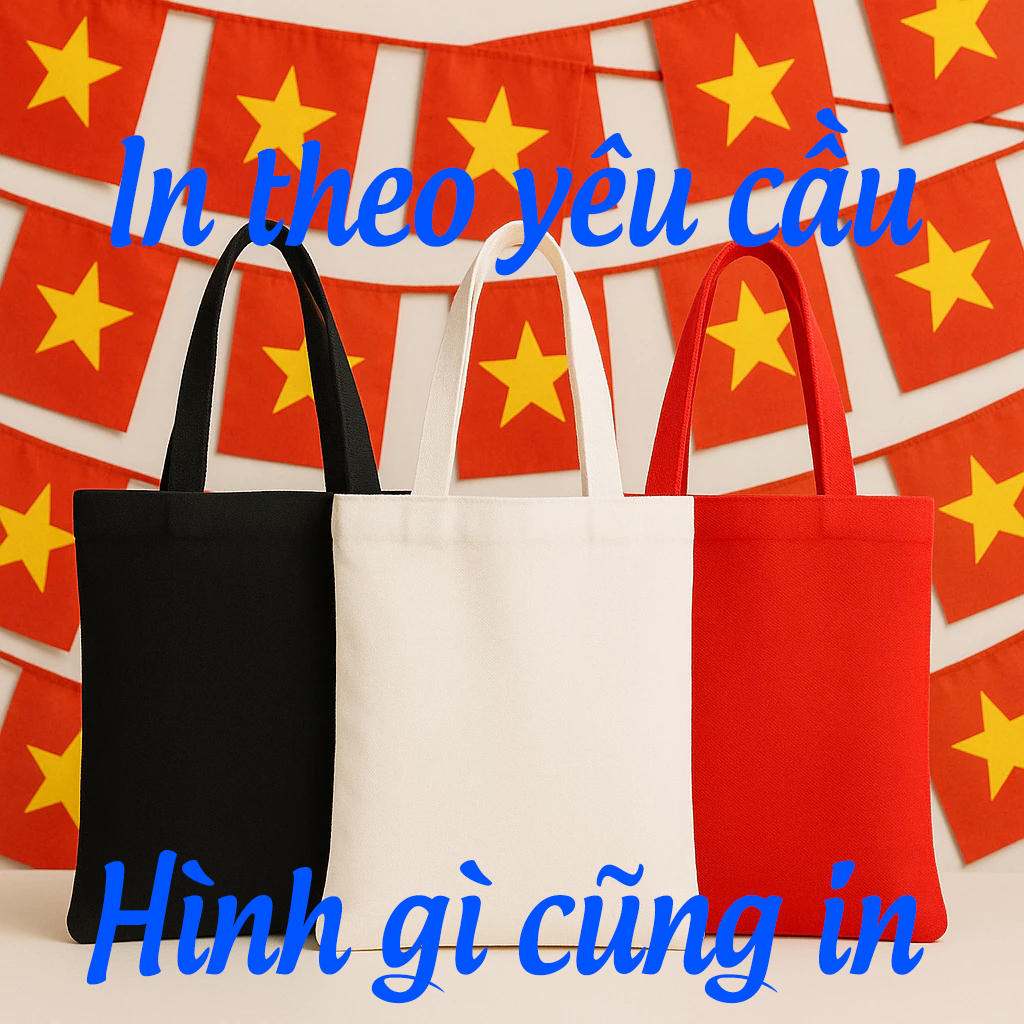 Túi vải canvas in hình theo yêu cầu-In ảnh,tên,slogan-Quà tặng cá nhân Túi Tote Canvas có khóa In Th