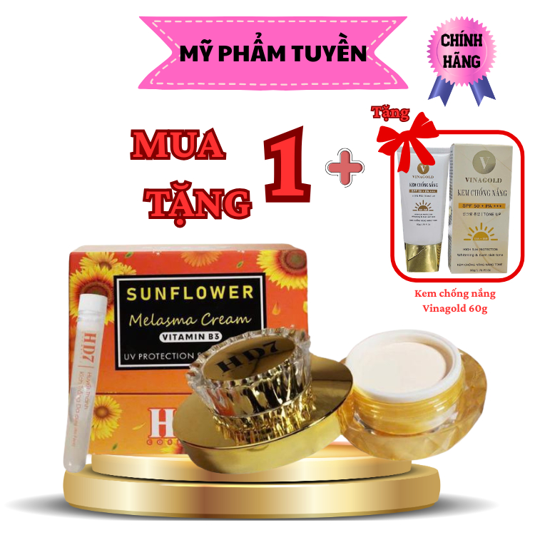 Kem hỗ trợ mờ nám dưỡng trắng da phục hồi da HD7 SUNFLOWER MELASMA VITAMIN B3 ( 35g) + Tặng kem chốn