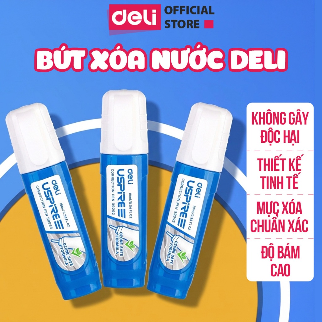 [ DEAL 9K ]Bút Xóa Nước 12ml Deli Bút Xóa Sạch Nhanh Khô An Toàn Sử Dụng Thuận Tiện Học Sinh Sinh Viên Văn Phòng