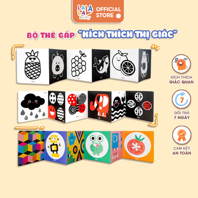 Combo Bộ thẻ gấp kích thích thị giác Lalala baby bộ thẻ kích thịch thị giác cho bé