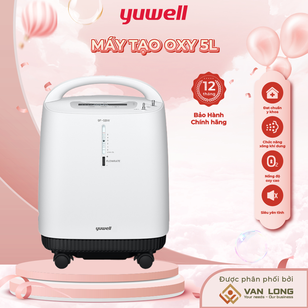 Máy tạo oxy Yuwell 9F-5BW Hỗ trợ các vấn đề hô hấp - Bảo hành chính hãng 12 tháng
