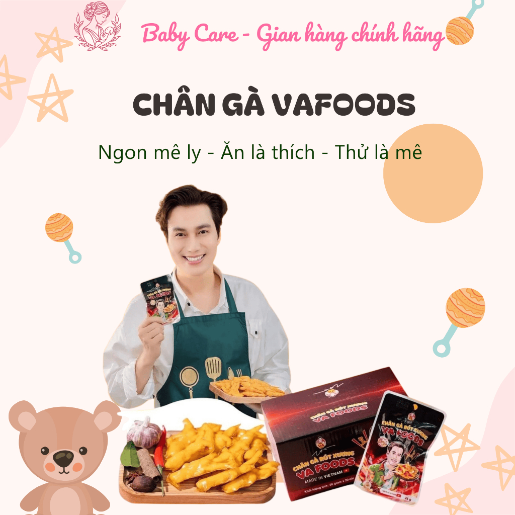 Hộp 20 Gói Chân Gà Rút Xương VA Foods Hàng Việt Ăn Vặt Siêu Ngon - Gói 26g