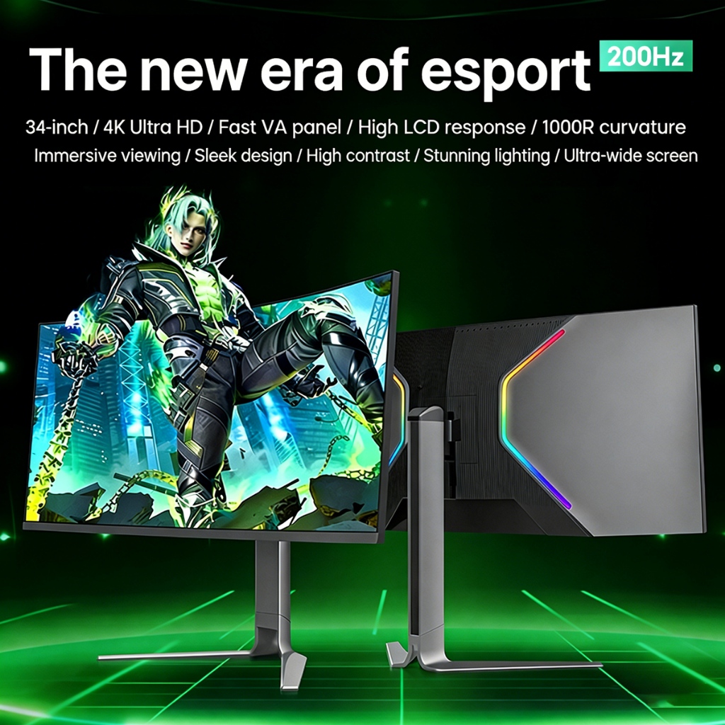 Màn Hình Cong Gaming 34 Inch 200Hz 1ms HDR 2K 3440x1440 Tỷ Lệ 21:9 Chân Nâng Hạ Viền Mỏng (Tặng Kèm Cáp HDMI) | BigBuy360 - bigbuy360.vn