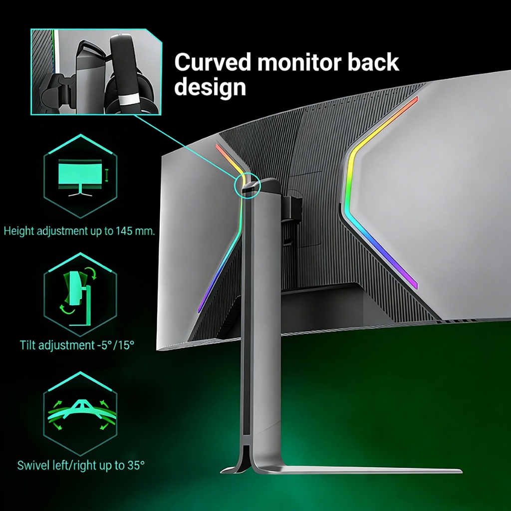 Màn Hình Cong Gaming 34 Inch 200Hz 1ms HDR 2K 3440x1440 Tỷ Lệ 21:9 Chân Nâng Hạ Viền Mỏng (Tặng Kèm Cáp HDMI) | BigBuy360 - bigbuy360.vn