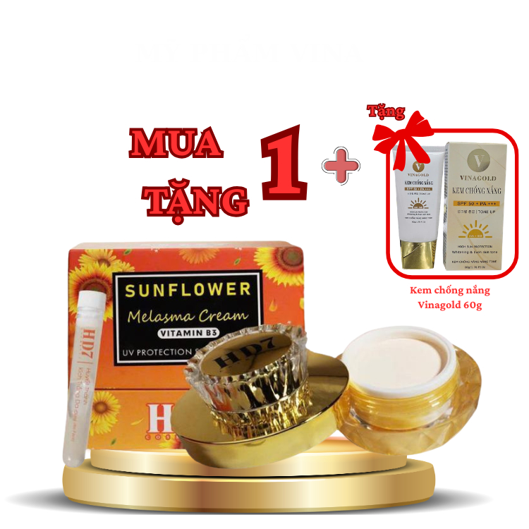 Kem hỗ trợ mờ nám dưỡng trắng da phục hồi da HD7 SUNFLOWER MELASMA VITAMIN B3 ( 35g) + Tặng kem chốn