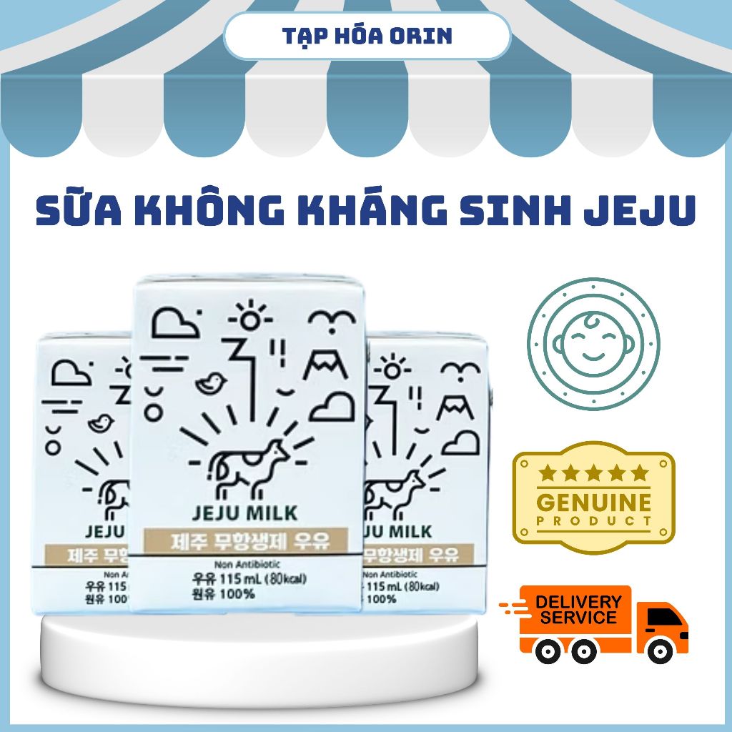 Sữa Tươi Sạch Không Kháng Sinh JEJU MILK Hàn Quốc - Hộp 115ml cho bé từ 1 tuổi