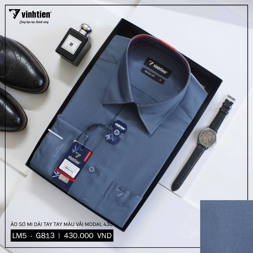 Áo Sơ Mi Dài Tay Màu Modal Regular Fit 430 Vĩnh Tiến - LM5-G813