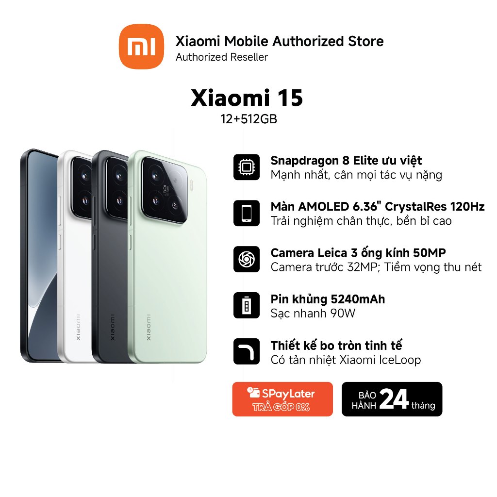 [VOUCHER 200K] Điện thoại Xiaomi 15 (12+512GB) | Màn 6.3" AMOLED | 3 Camera Leica | Snapdragon 8 Elite HyperAI | BigBuy360 - bigbuy360.vn