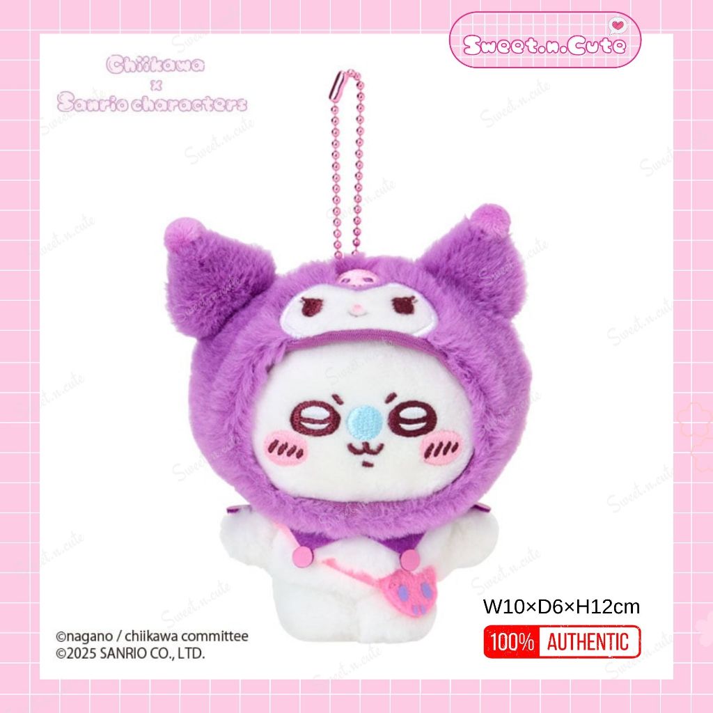 [Chính hãng Nhật - Full Tag] Móc khóa thú bông Chiikawa x Sanrio Nhật Bản - Momonga Kuromi