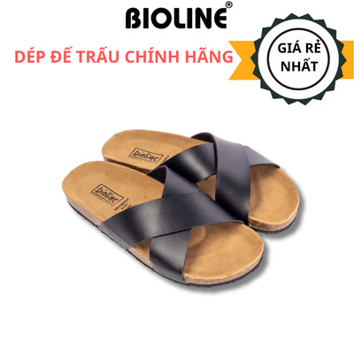 Dép đế trấu 2 quai chéo Birken thời trang công sở BIOLINE thấm hút mồ hôi chân - PU03