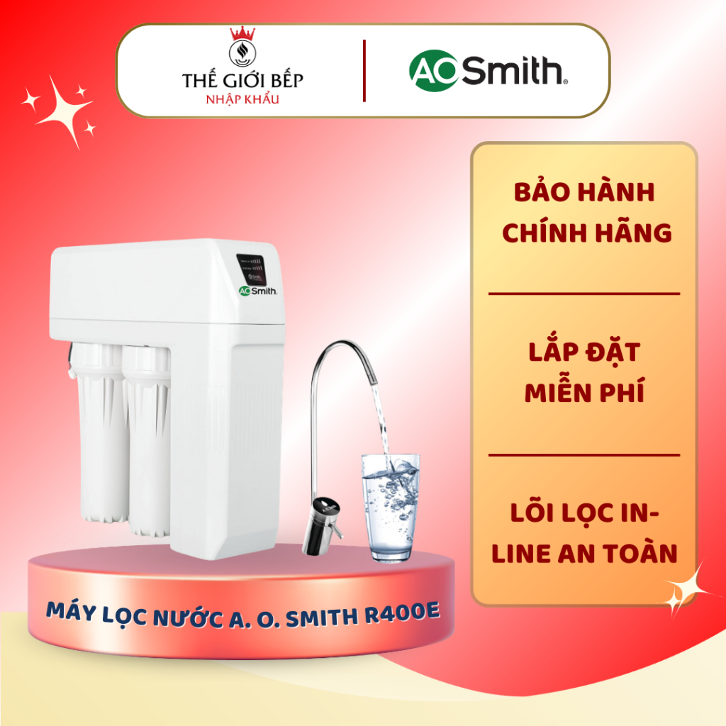 Máy Lọc Nước RO A.O. Smith (aosmith) R400E – 7 Cấp Lọc, Công Nghệ RO Side Stream, Không Bình Chứa