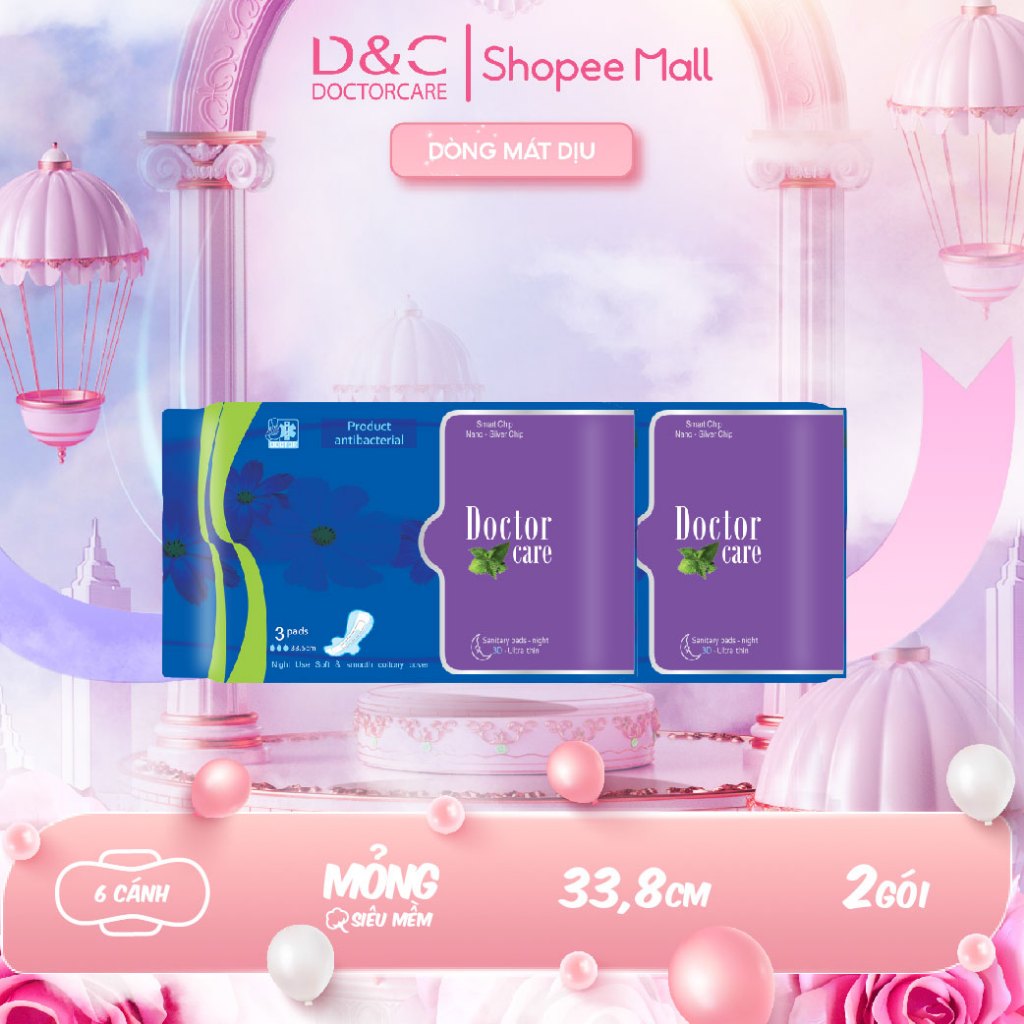 Combo 2 băng vệ sinh thảo dược D&C Doctor Care ban đêm siêu thấm hút