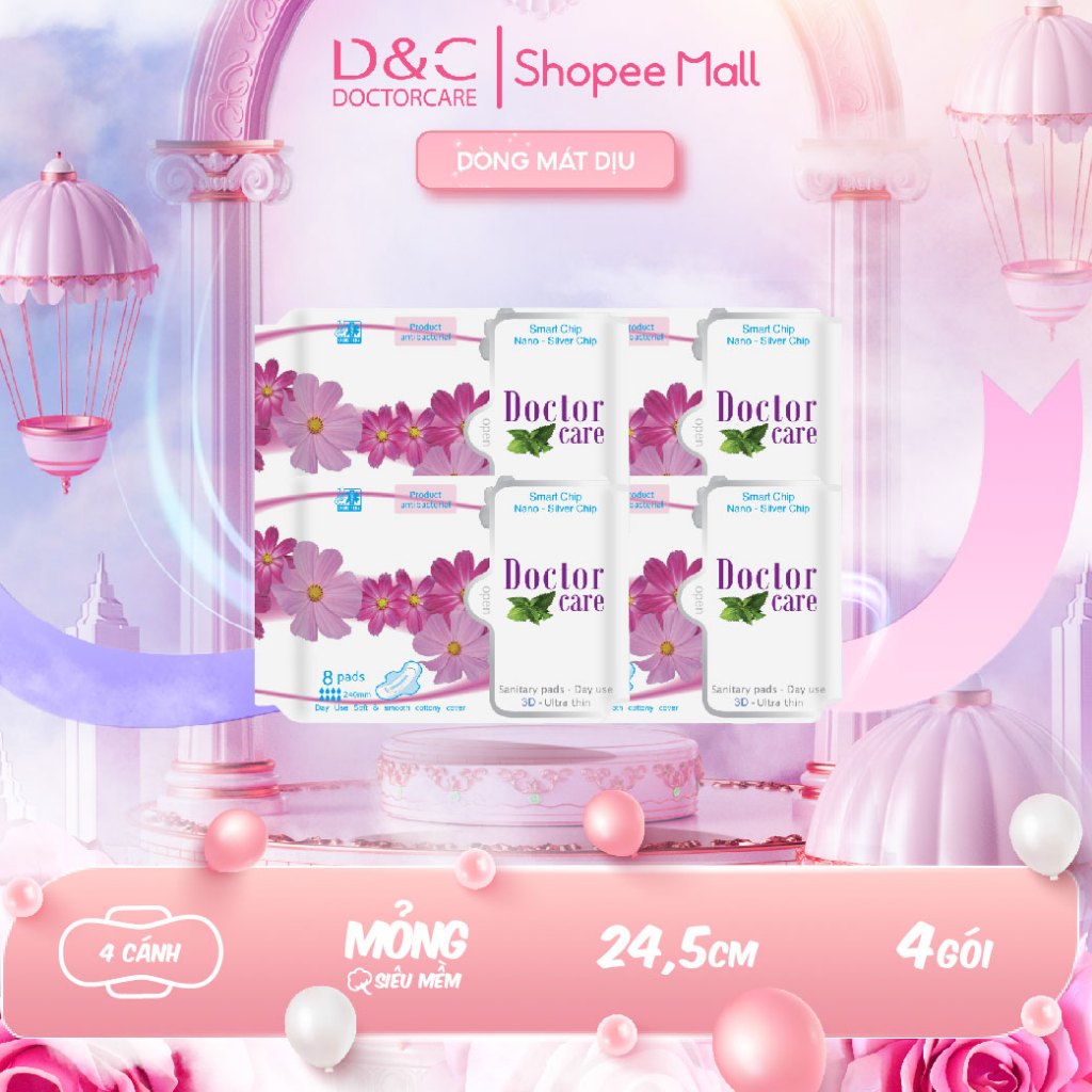 Combo 4 gói băng vệ sinh thảo dược siêu thấm hút D&C Doctor Care ban ngày
