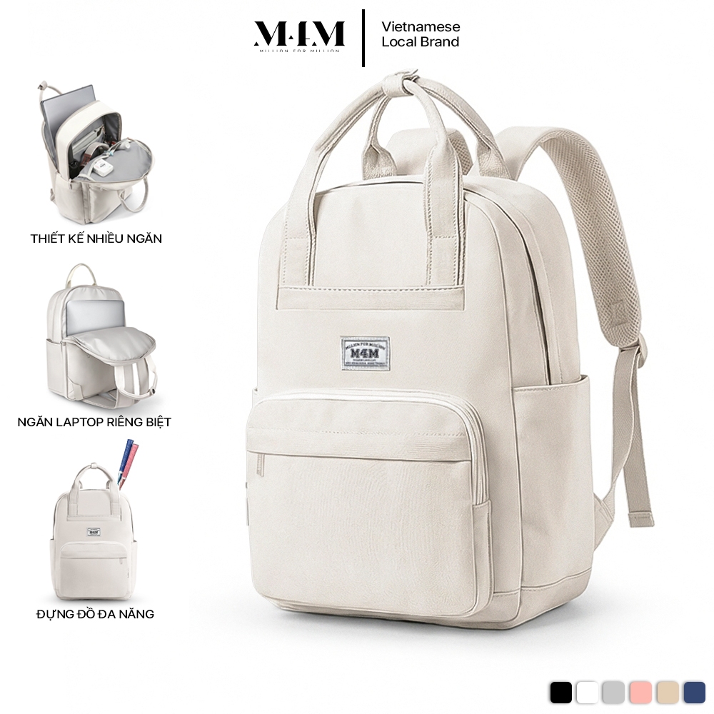 Balo đi học thời trang đựng laptop 15.6 inch M4M HARMONY Backpack BM009 Cặp nữ nam vải chống nước