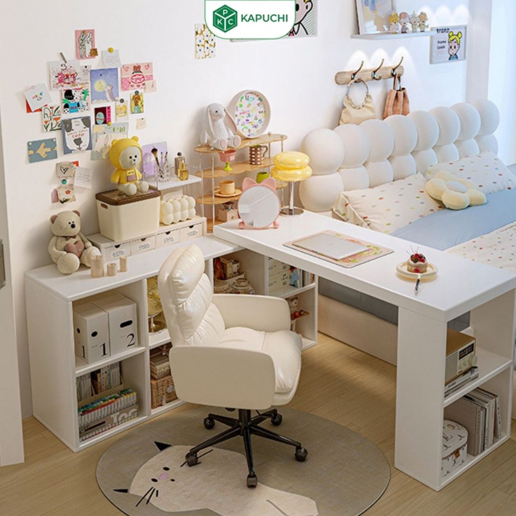 Bàn làm việc KAPUCHI kèm kệ sách thông minh hiện đại - GP368