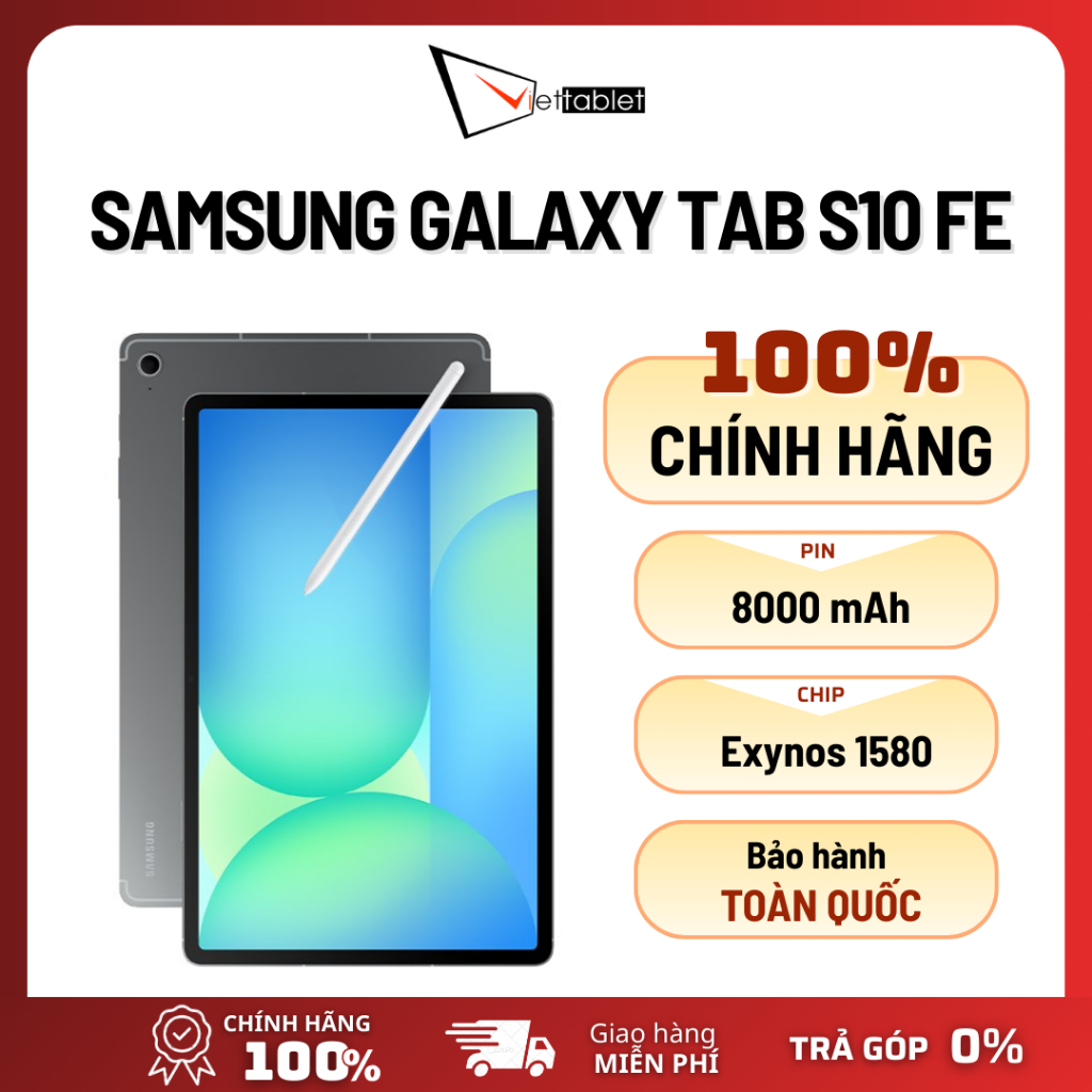 Samsung Galaxy Tab S10 FE (8GB - 128GB) -  Hàng Chính Hãng - Học Online Xem Phim - Pin 8000mAh